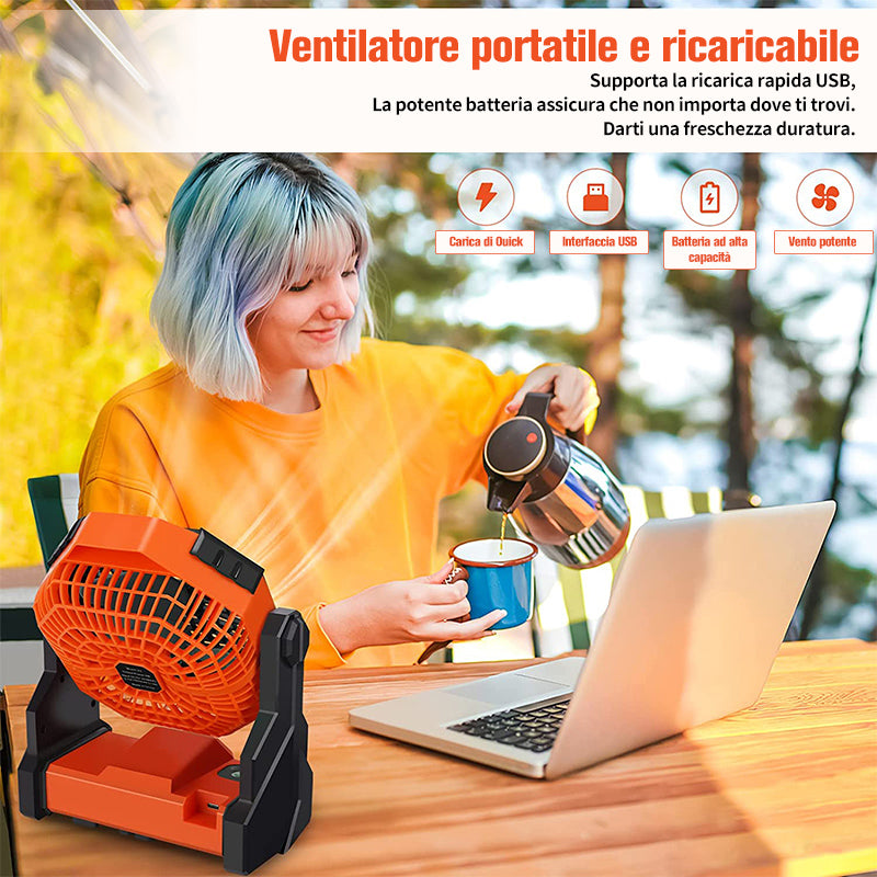 Ventilatore LED da campeggio con luce