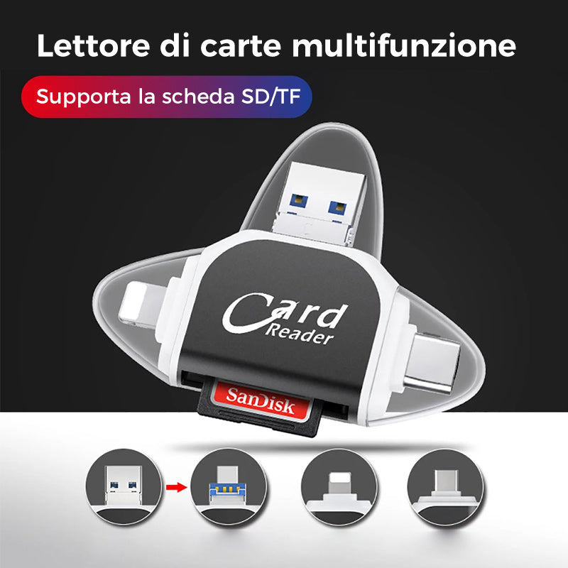 Lettore di schede SD TF universale multiporta 4 in1