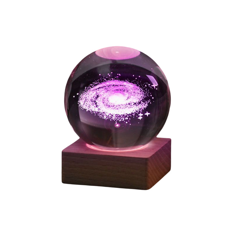 Lampada decorativa per luce notturna con sfera di cristallo 3D Galaxy