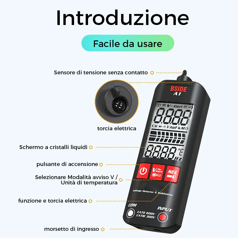 ✨Multimetro digitale intelligente anti-ustione completamente automatico A1