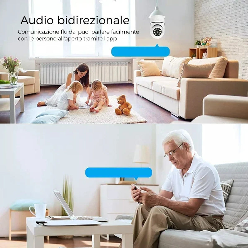 Telecamera di sicurezza per telecamera di sicurezza con lampadina Wi-Fi wireless