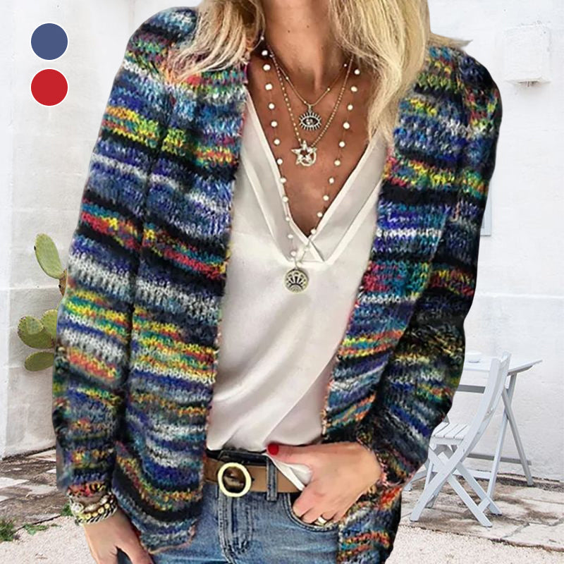 Cardigan da donna a righe arcobaleno