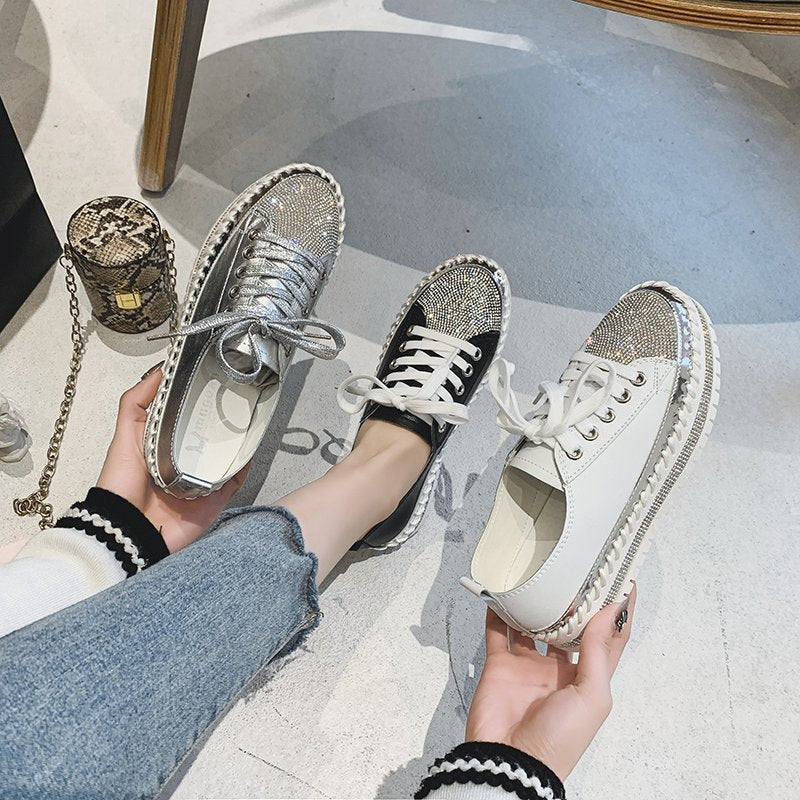 🎉Offerta speciale estiva - fino al 49%🎉-SNEAKERS IN PELLE ARGENTO DIAMANTE